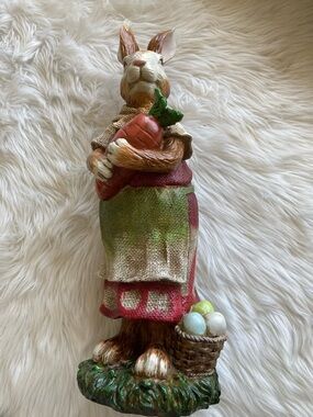 Hobby Lobby Rustic Bunny Figurine with Red Carrot and Green Apron